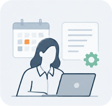 Administrator managing schedules on a laptop