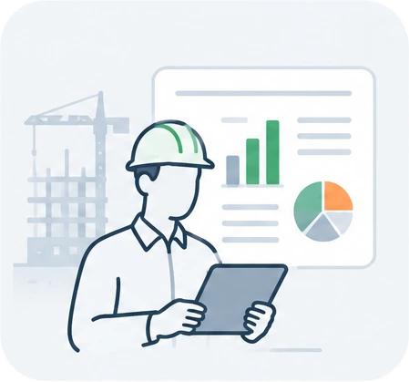 Geotechnical engineer reviewing project reports on a tablet