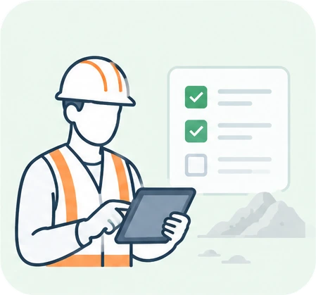Field inspector completing a checklist on a tablet